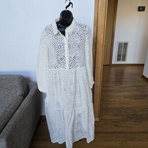 Zara white eyelet lace dress